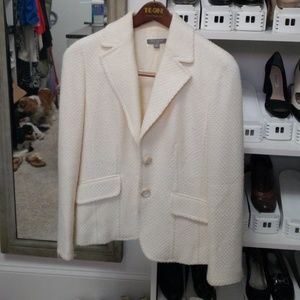 Ann Taylor textured blazer. Winter white